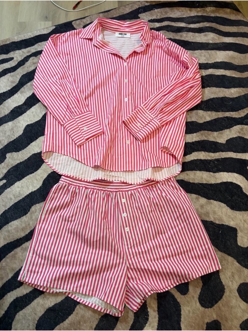 Double Zero Pink and White Striped Women's Set